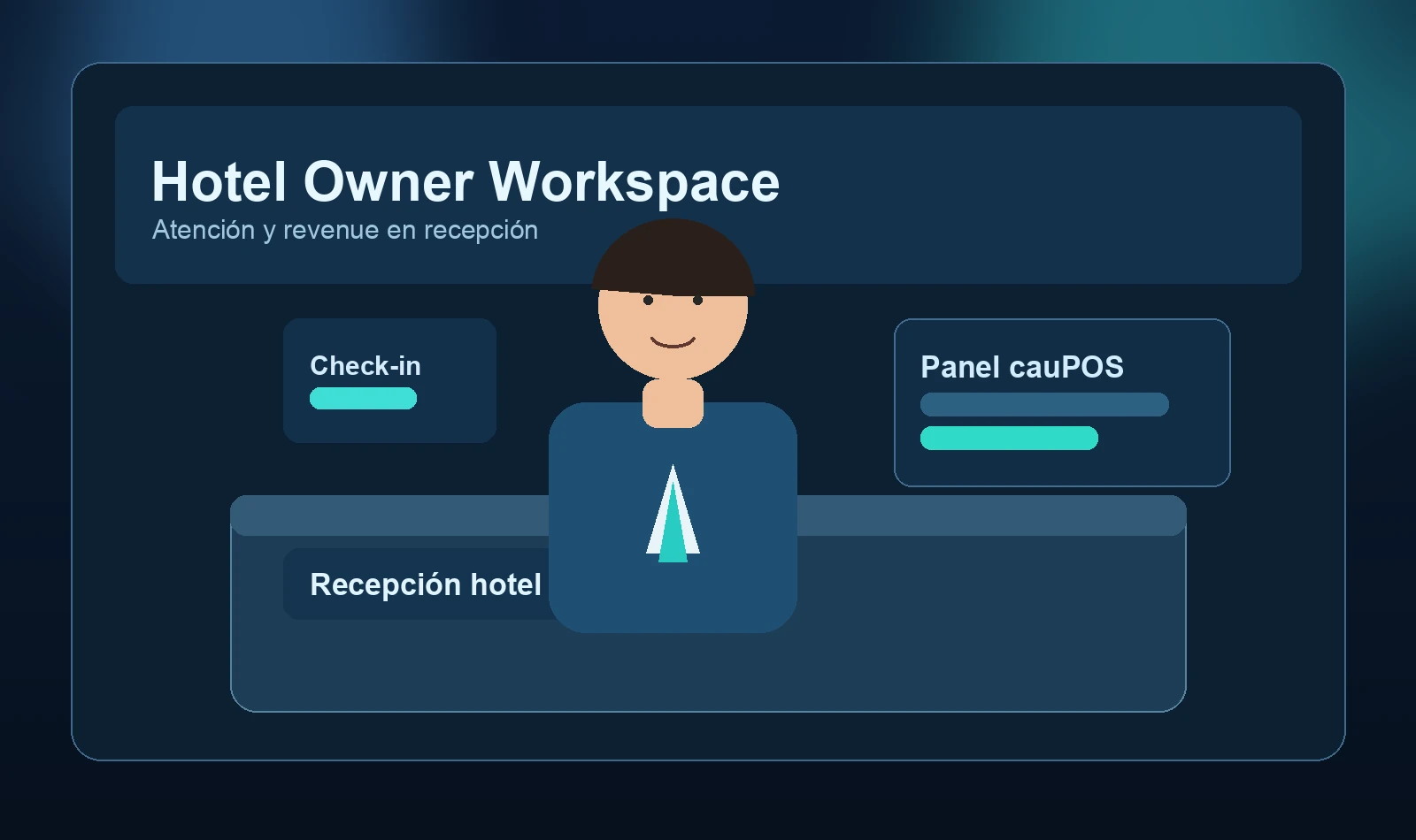 Responsable hotelero analizando estancias y upsell en caupos